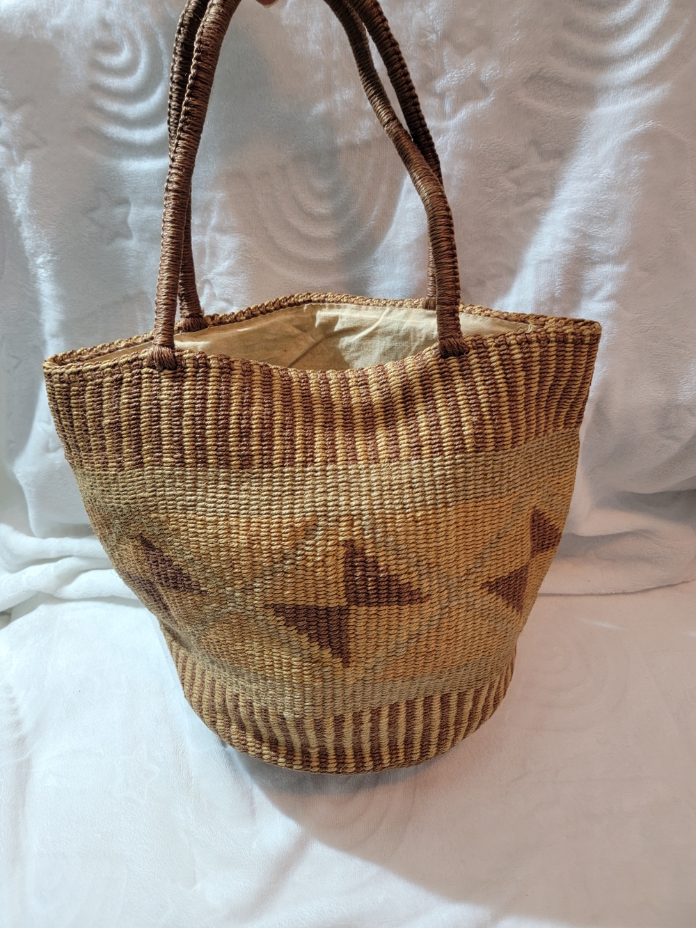 Source Unknown Woven Tote in Natural Brown and Tan